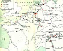 Основные объекты действий Бомбардировочного командования с 01.01.1944 г. по 01.05.1945 г.