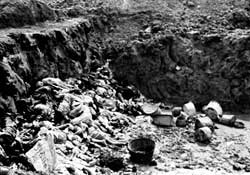Кладбище Ольсдорф. Жертвы бомбардировки хоронят в братских могилах.