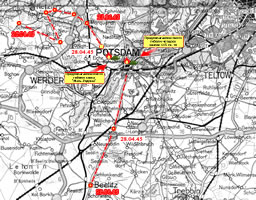 Схема продвижения 115 гв. тп при штурме Потсдама 26-29 апреля 1945 г.